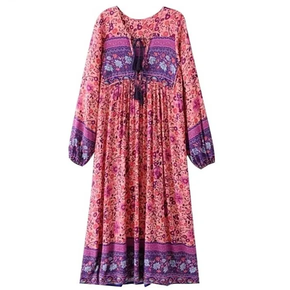Boho Pink and Purple Maxi Dress - Picture 4 of 6